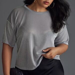 Anthropologie • Short-Sleeve Shine Cropped Tee